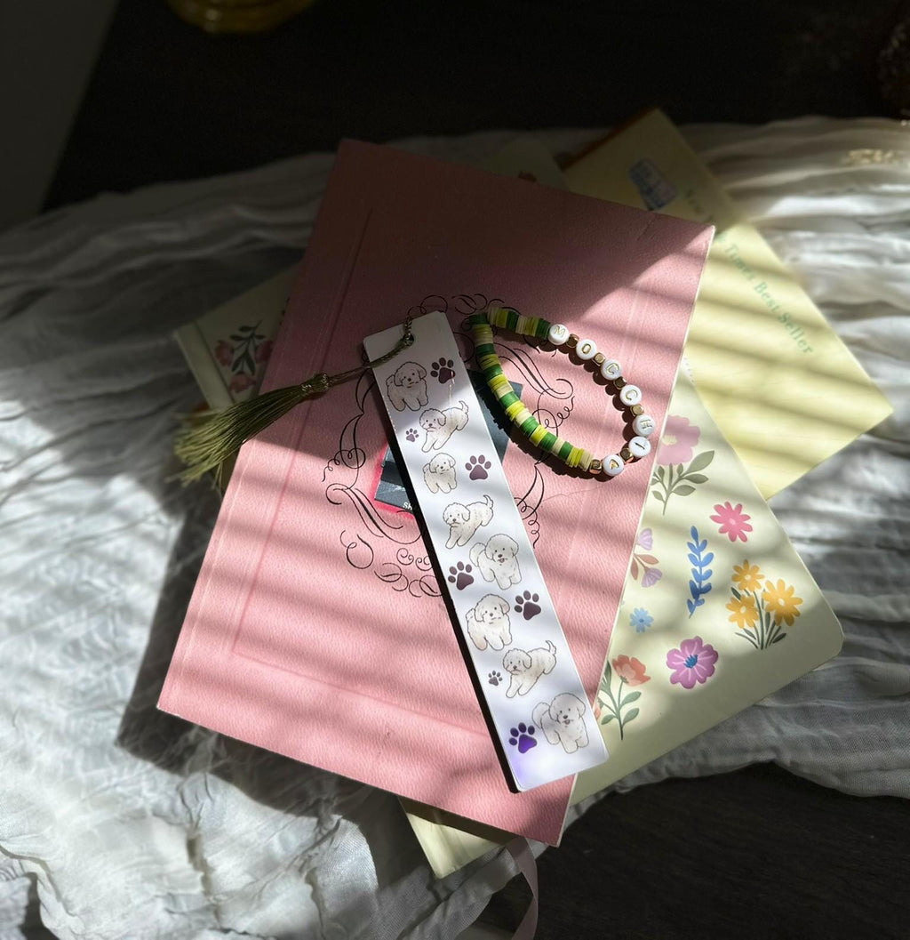 Custom Pet Name Bookmark | Personalized Dog Tassel Bookmark | Coquette Stationery Gift