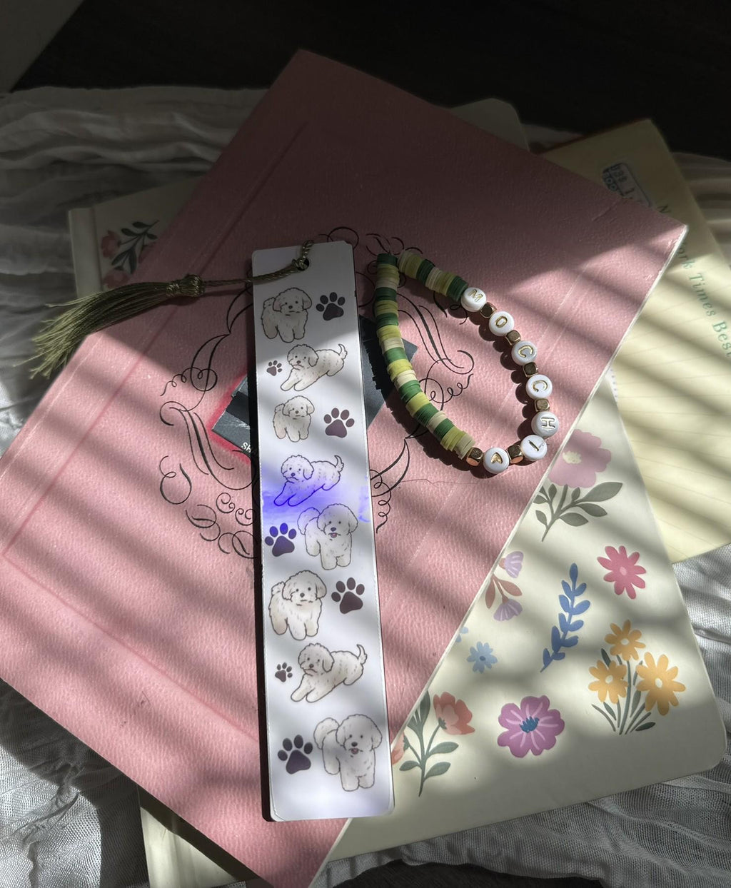 Custom Pet Name Bookmark | Personalized Dog Tassel Bookmark | Coquette Stationery Gift