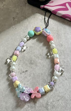 Butterfly Garden Phone Charm | Pastel Beaded Wrist Strap