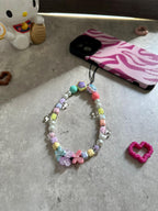 Butterfly Garden Phone Charm | Pastel Beaded Wrist Strap