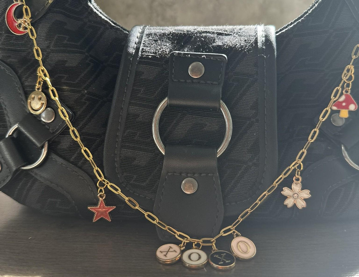 Black & Gold Bag Charm – Dreamy Aesthetic Purse Accessory with Charms | Coquette, Fairycore, Grunge Glam
