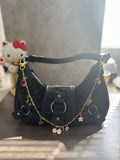 Black & Gold Bag Charm – Dreamy Aesthetic Purse Accessory with Charms | Coquette, Fairycore, Grunge Glam