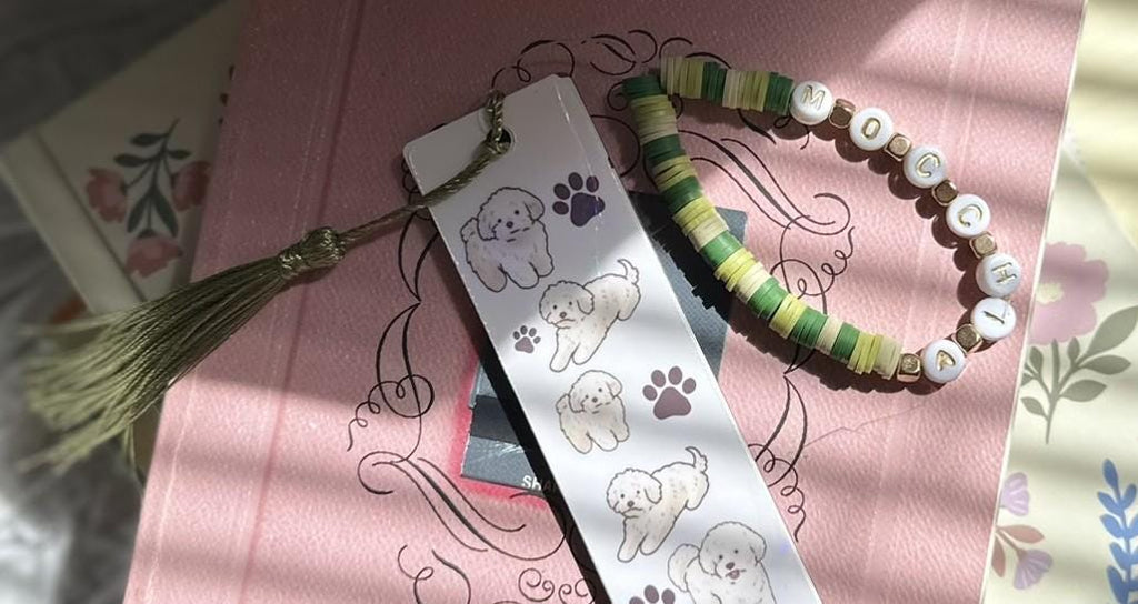 Custom Pet Name Bookmark | Personalized Dog Tassel Bookmark | Coquette Stationery Gift
