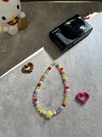 Daisy Beaded Phone Charm: Handmade Pastel Kawaii Phone Strap
