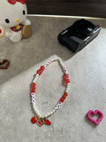 Berry Sweet Phone Charm: Handmade Beaded Wrist Strap with Strawberry Accents