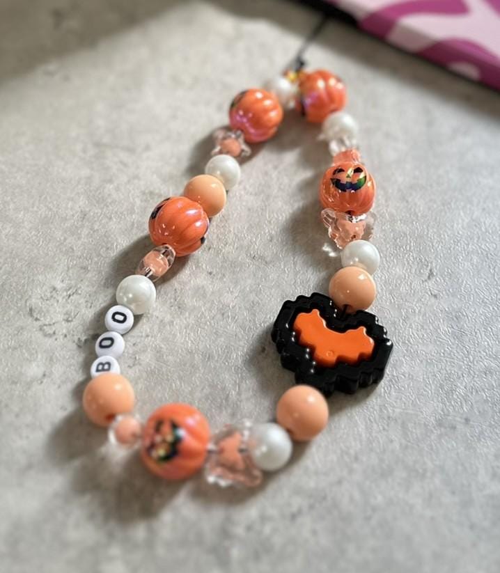 Spooky Boo Halloween Phone Charm | Beaded Wrist Strap