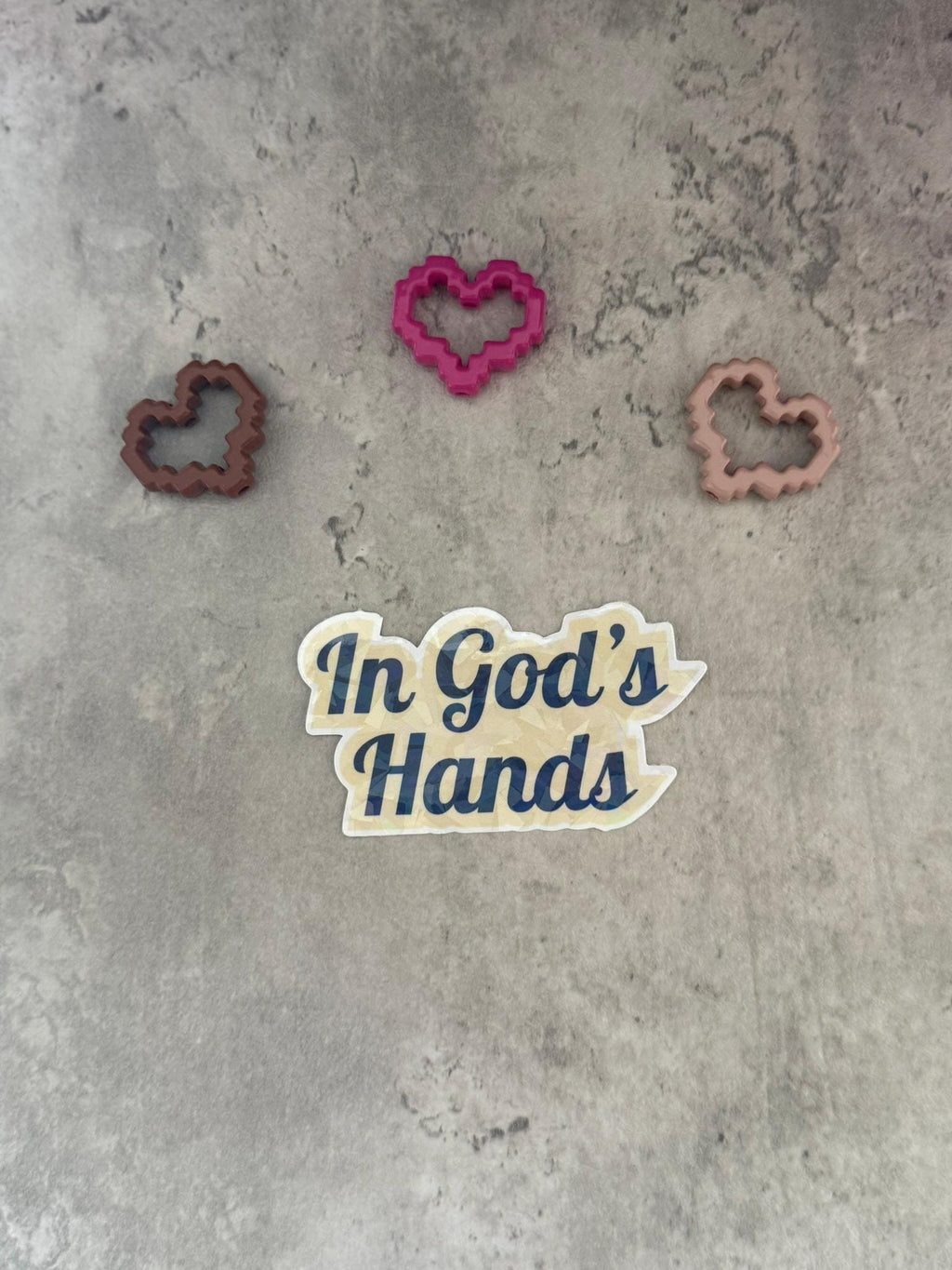 Waterproof Holographic Vinyl Sticker — In God’s Hands, Christian Faith