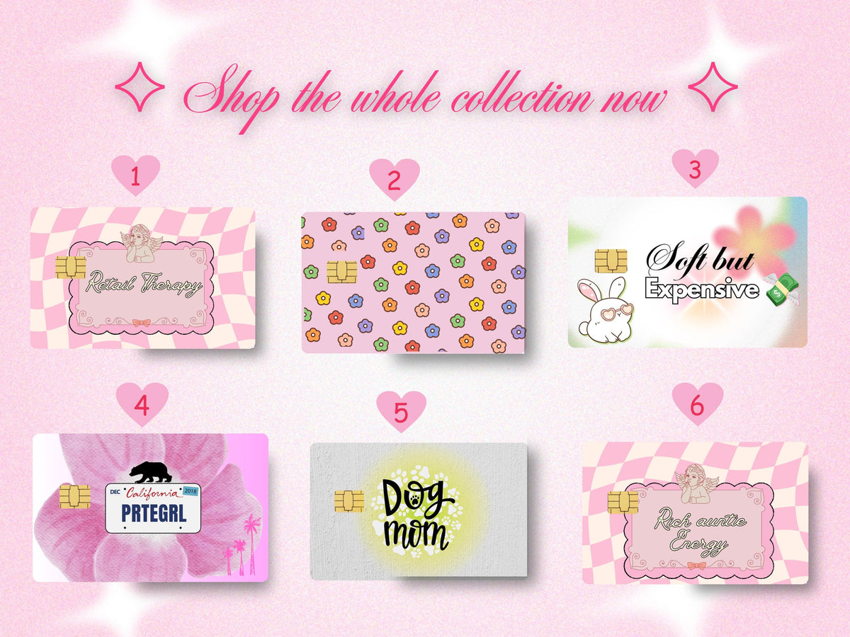 Aesthetic Credit Card Decals – Glossy Waterproof Vinyl Skins, Set of 6