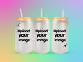 Customizable Frosted Glass Iced Coffee Tumbler: Rhinestone Bamboo Lid
