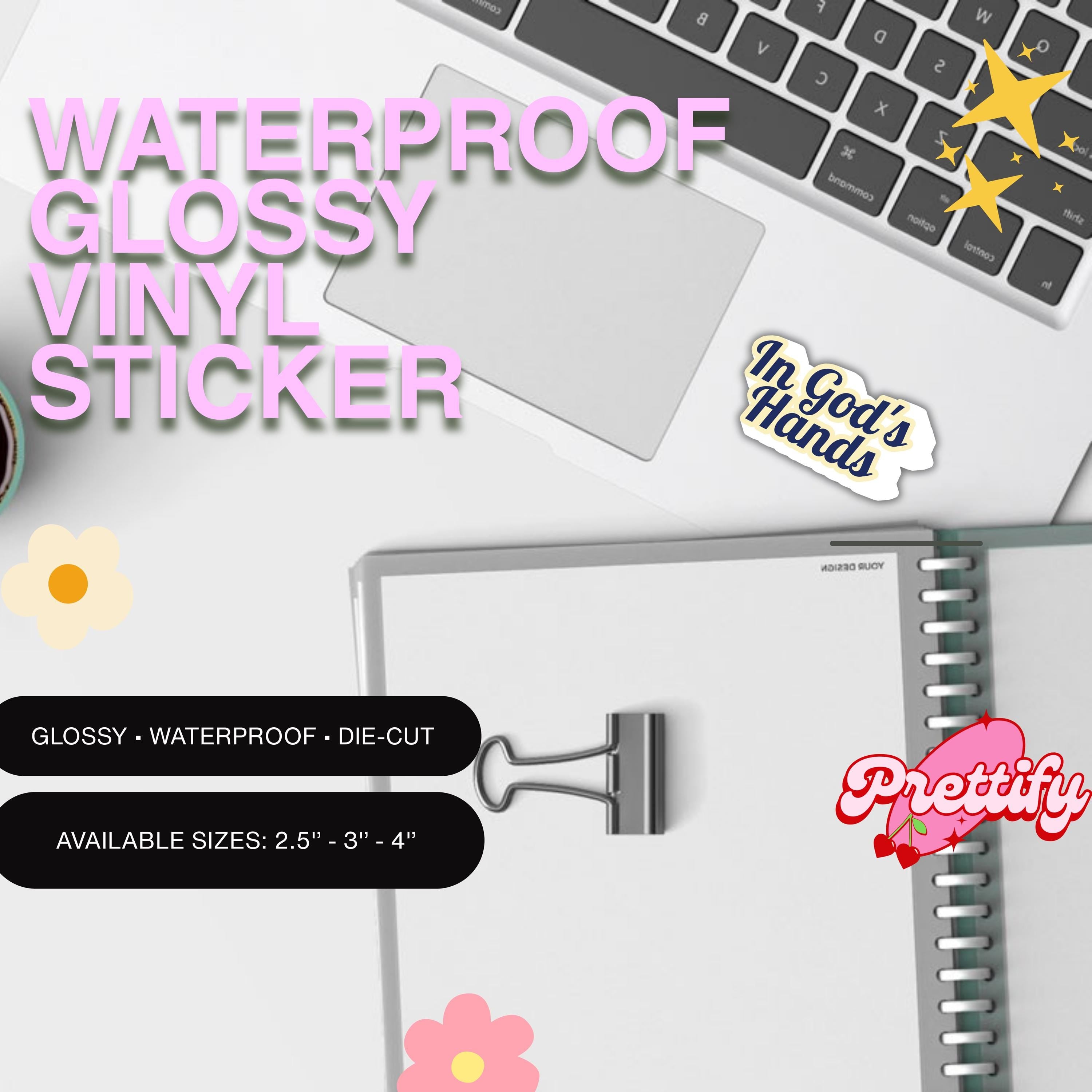 Waterproof Holographic Vinyl Sticker — In God’s Hands, Christian Faith