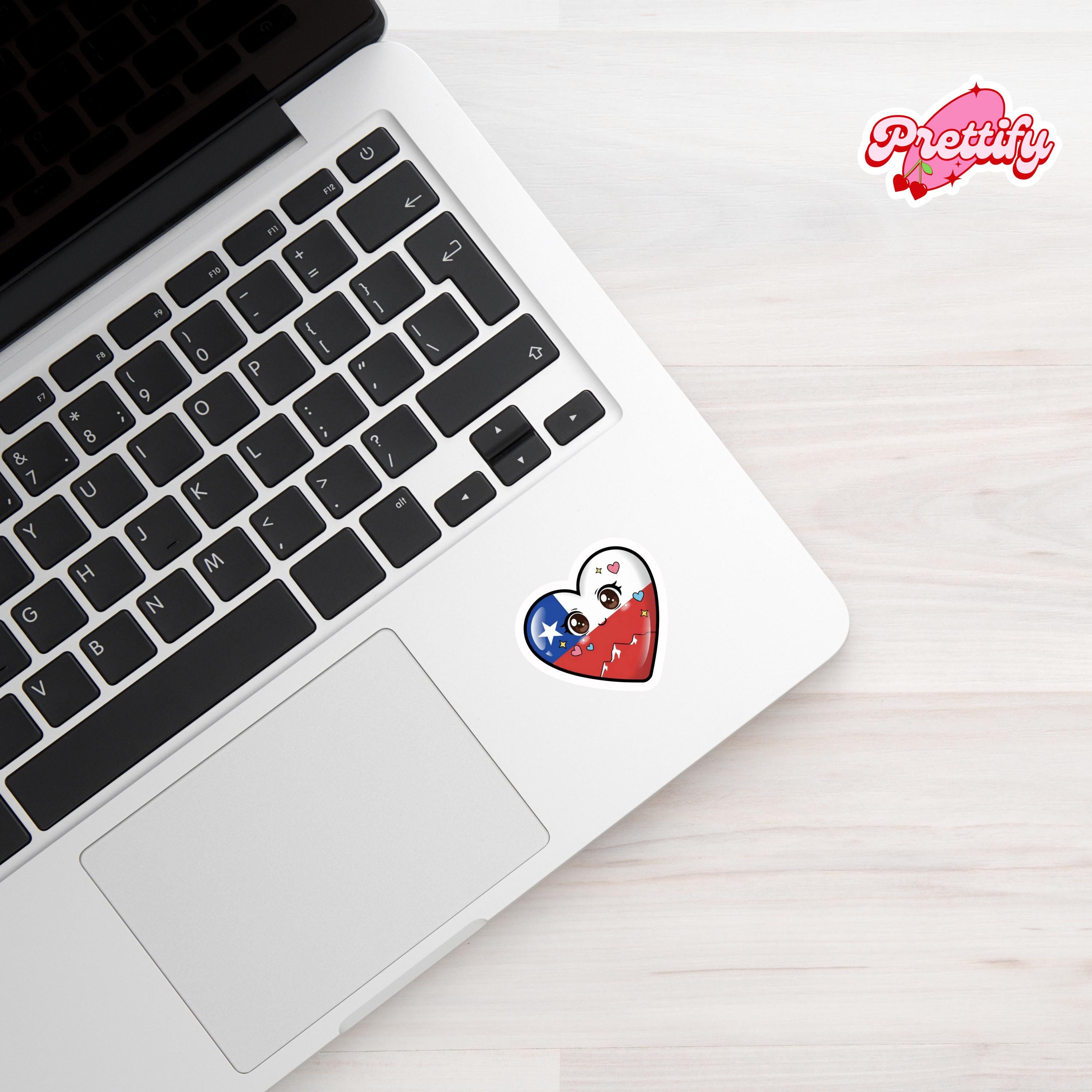 Kawaii Chile Flag Heart Sticker | Laptop Decal