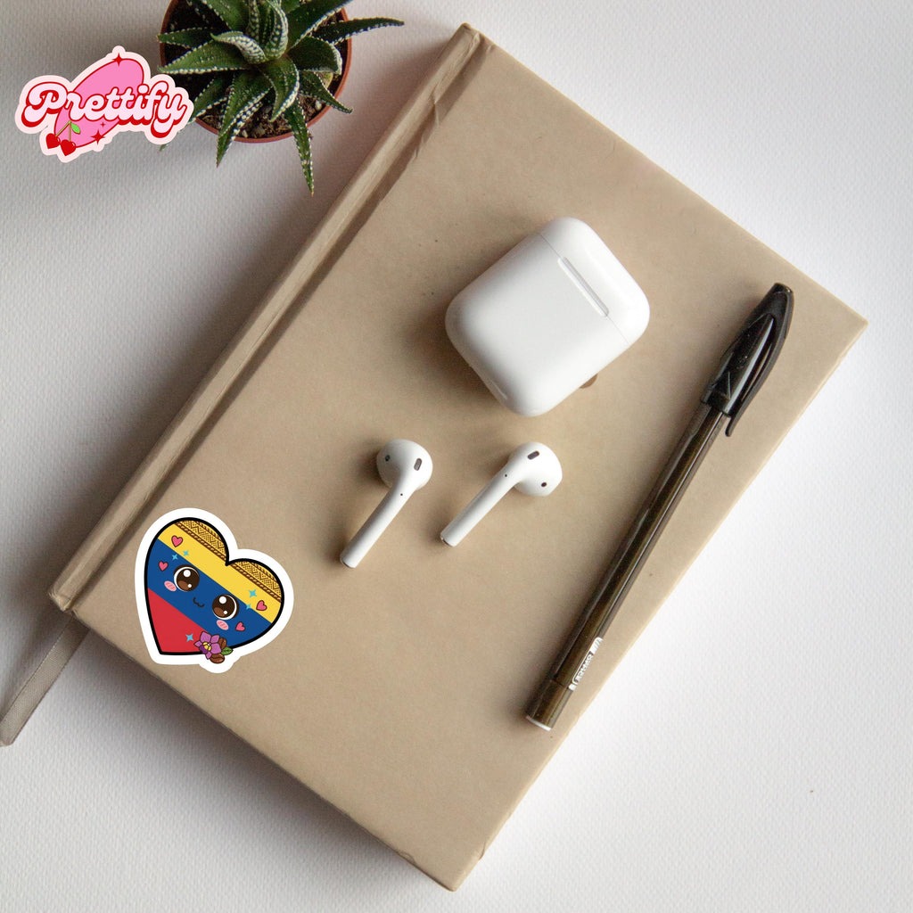 Kawaii Colombia Heart Flag Sticker | Waterproof Vinyl Decal