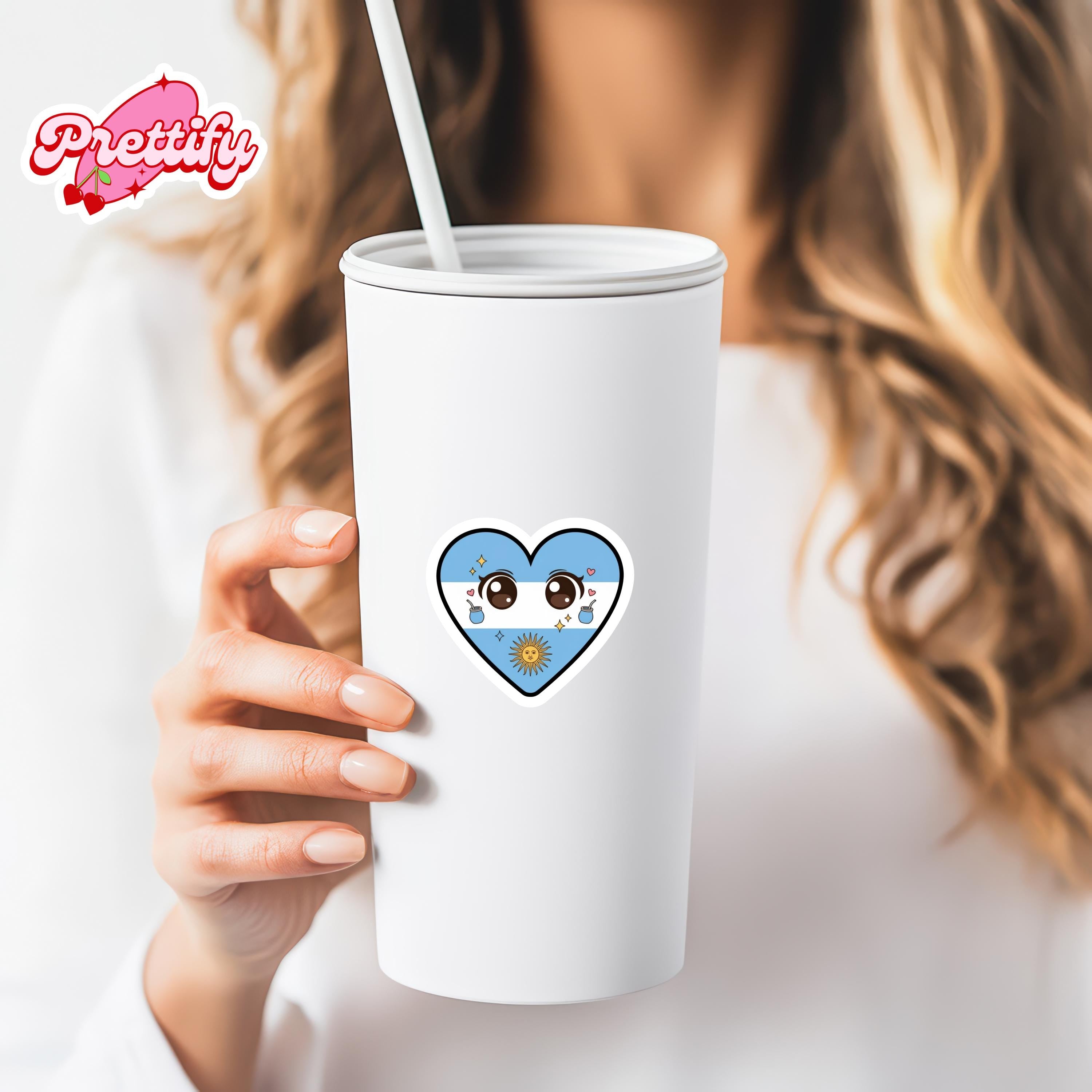 Kawaii Argentina Heart Flag Vinyl Sticker | Argentine Pride Decal
