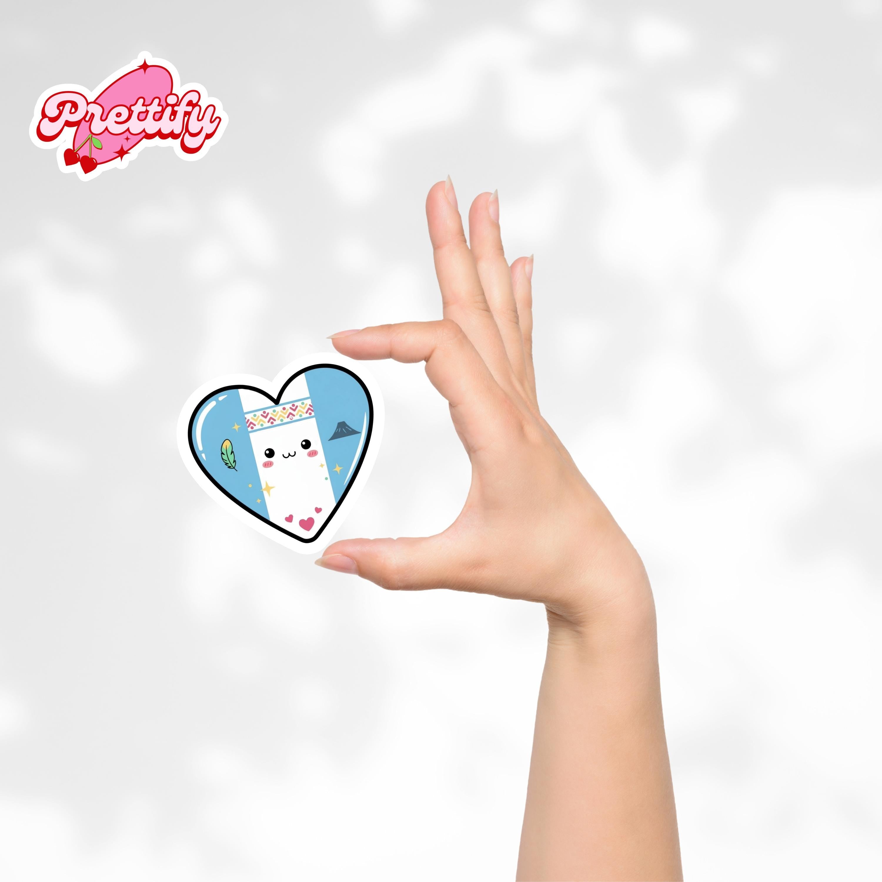 Kawaii Guatemala Heart Flag Sticker | Latin America Travel Decal
