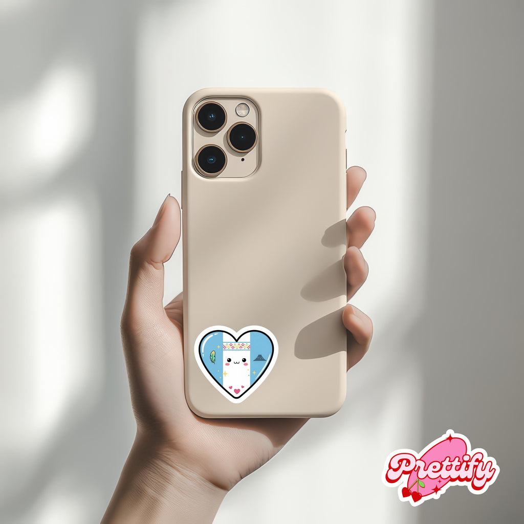 Kawaii Guatemala Heart Flag Sticker | Latin America Travel Decal