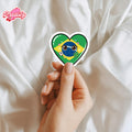 Kawaii Brazil Flag Heart Sticker | Brazilian Pride Vinyl Decal