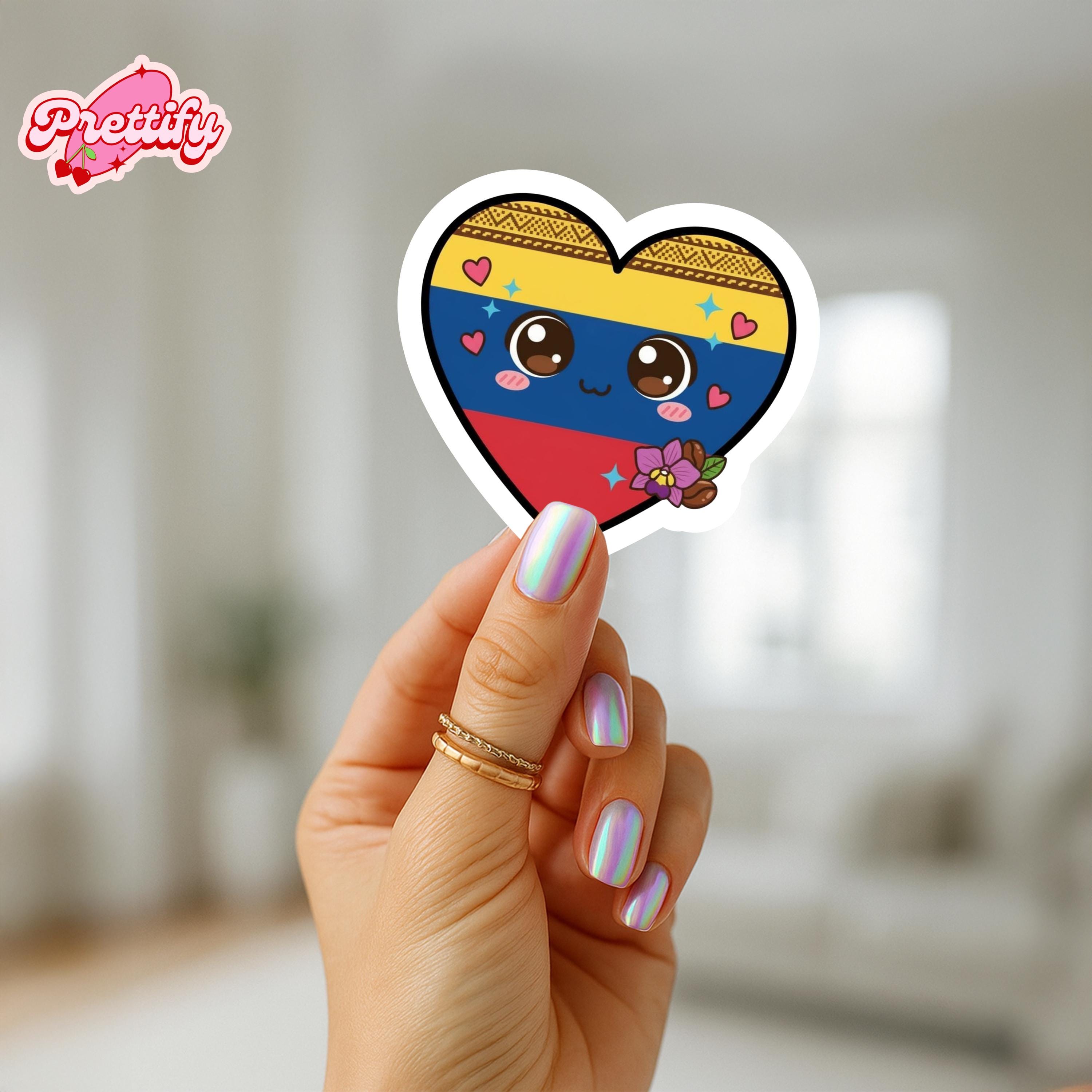 Kawaii Colombia Heart Flag Sticker | Waterproof Vinyl Decal