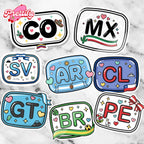 Custom Kawaii Country Initial Sticker | Latin America Flag Vinyl Decal