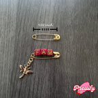 Personalized Safety Pin Brooch with Charm | Custom Letter Bead Accessory