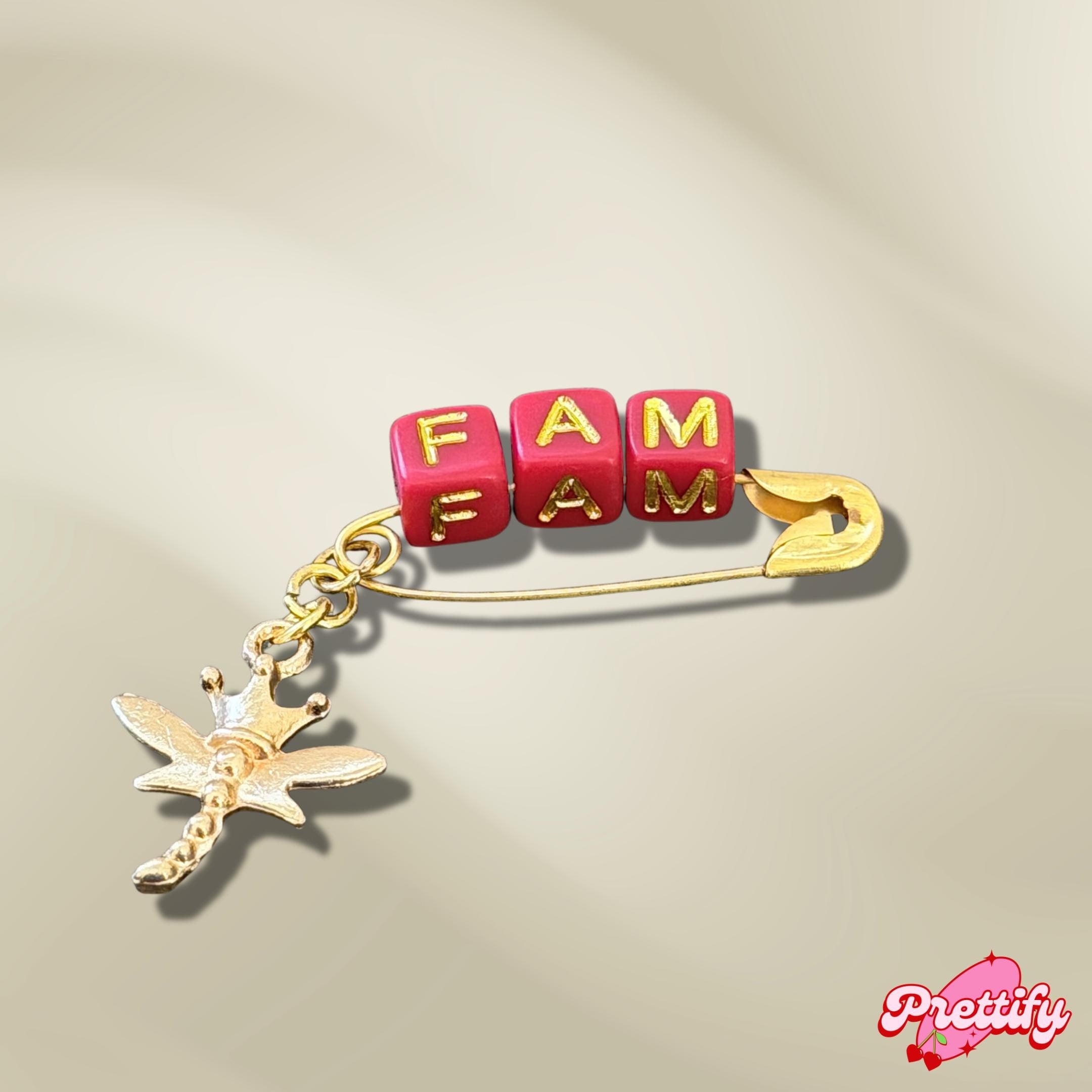 Personalized Safety Pin Brooch with Charm | Custom Letter Bead Accessory