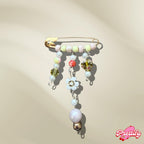 Pastel Beaded Safety Pin Brooch | Handmade Charm Accessory for Jackets, Bags