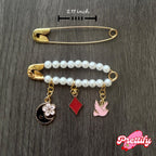 Large Pearl Safety Pin Brooch with Custom Charms | Handmade Beaded Pin | Bag Charm | Jacket Pin | Gift for Her