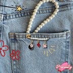 Large Pearl Safety Pin Brooch with Custom Charms | Handmade Beaded Pin | Bag Charm | Jacket Pin | Gift for Her