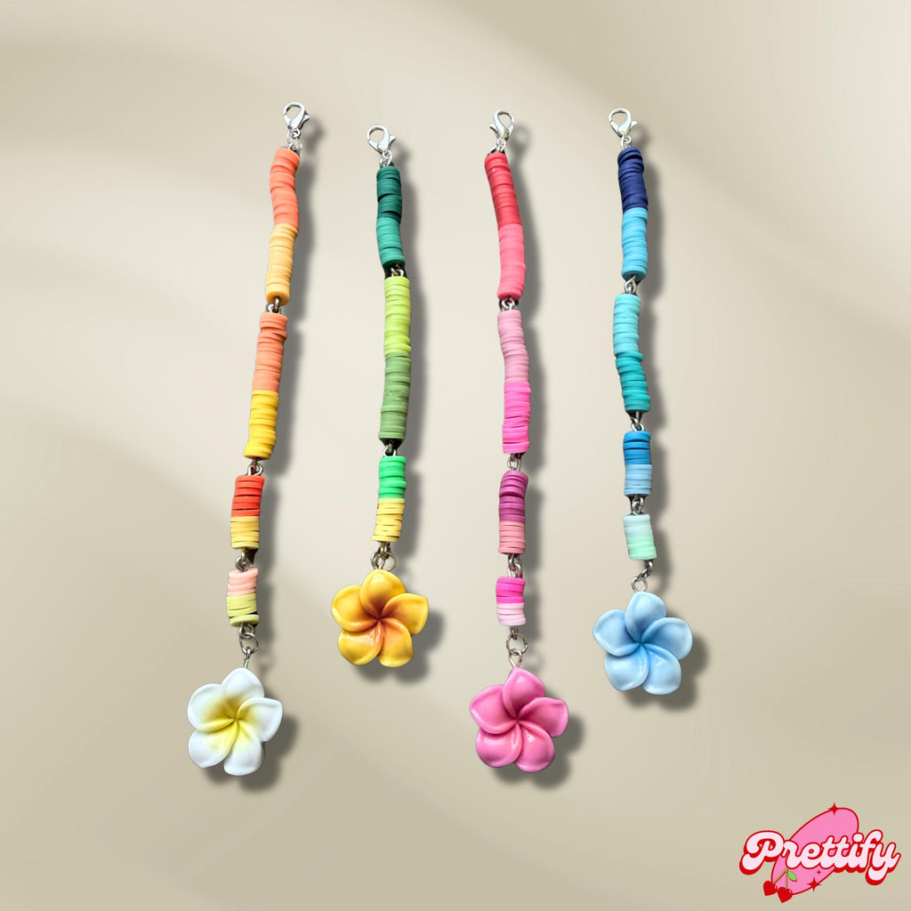 Flower Phone Charm, Beaded Phone Strap, Cute Phone Charm, Bag Charm Keychain, Aesthetic Phone Accessory, Cute Flower Keychain