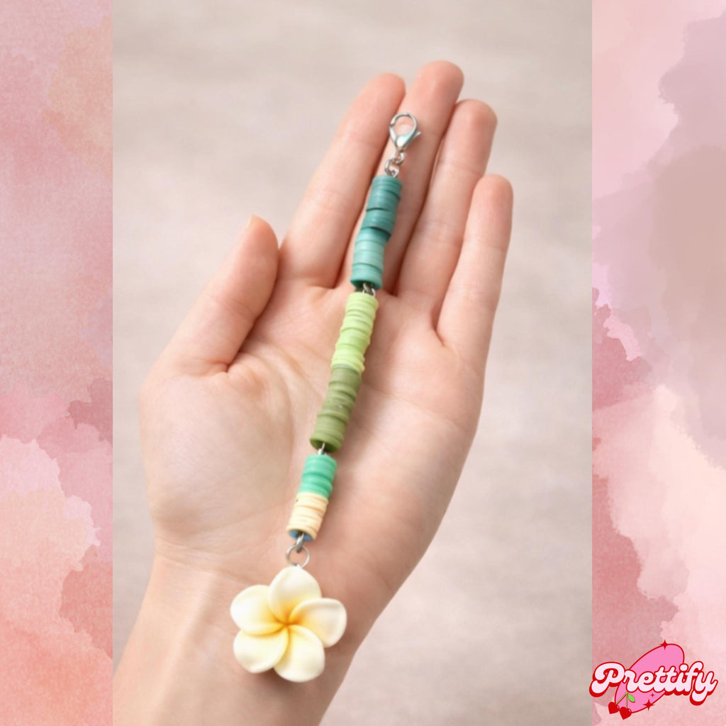 Flower Phone Charm, Beaded Phone Strap, Cute Phone Charm, Bag Charm Keychain, Aesthetic Phone Accessory, Cute Flower Keychain