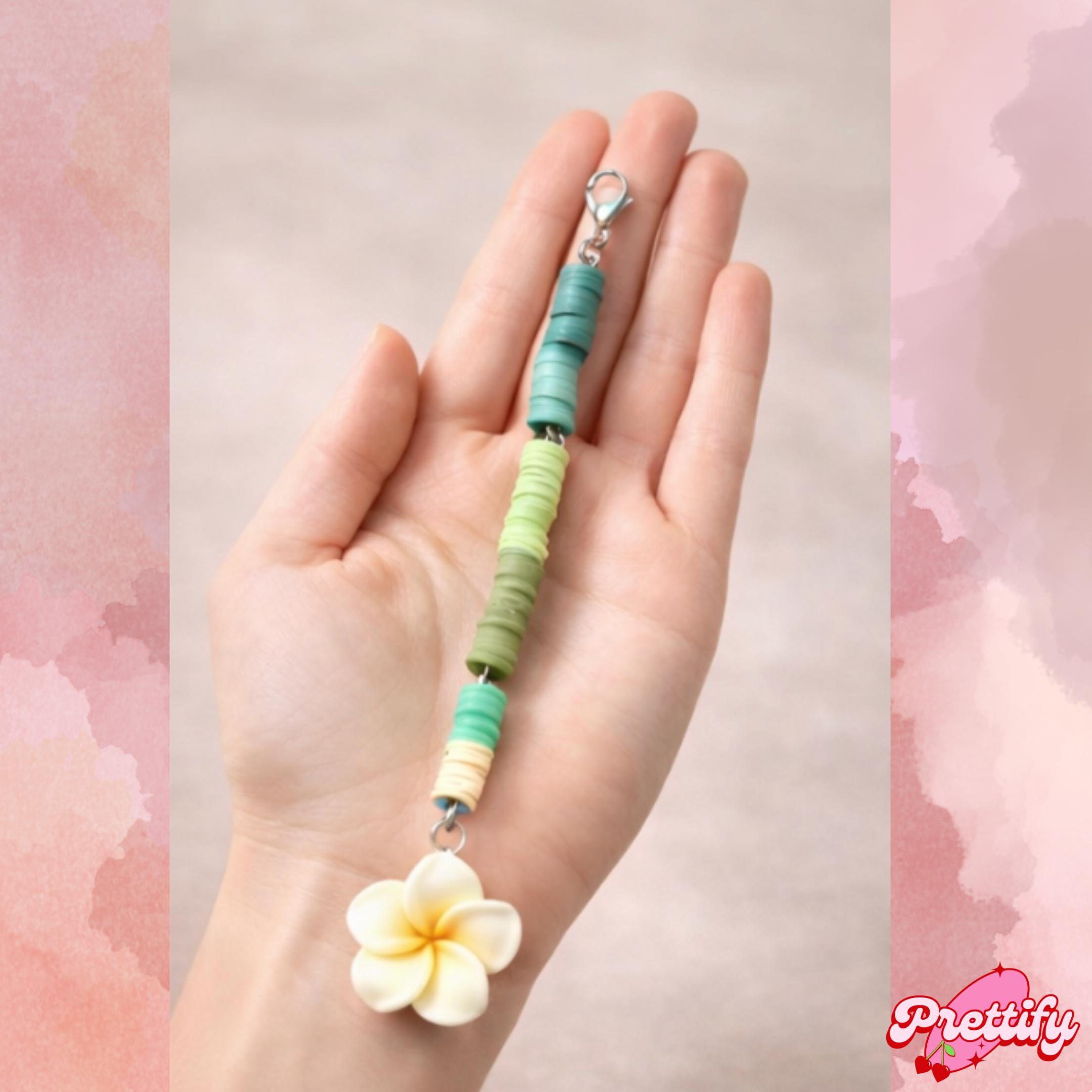 Flower Phone Charm, Beaded Phone Strap, Cute Phone Charm, Bag Charm Keychain, Aesthetic Phone Accessory, Cute Flower Keychain
