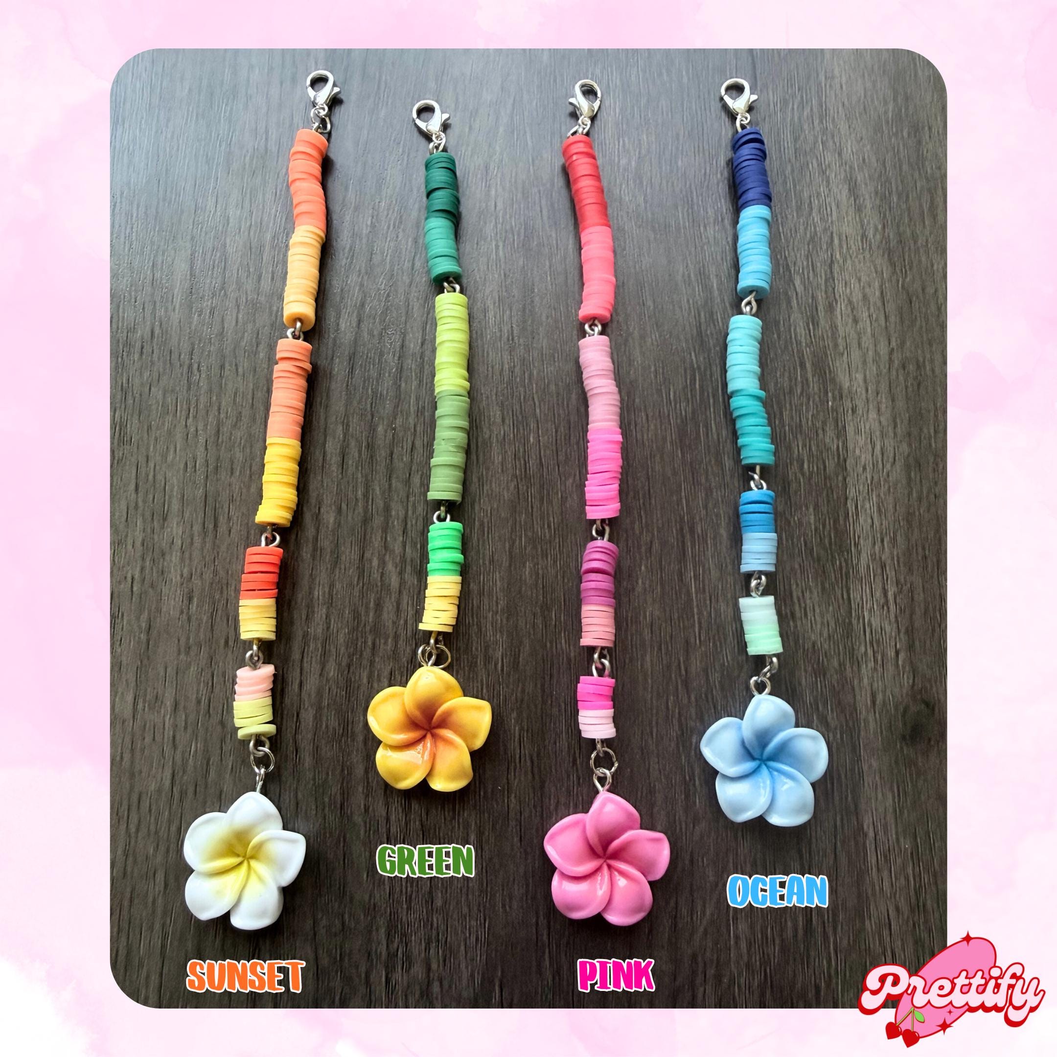 Flower Phone Charm, Beaded Phone Strap, Cute Phone Charm, Bag Charm Keychain, Aesthetic Phone Accessory, Cute Flower Keychain